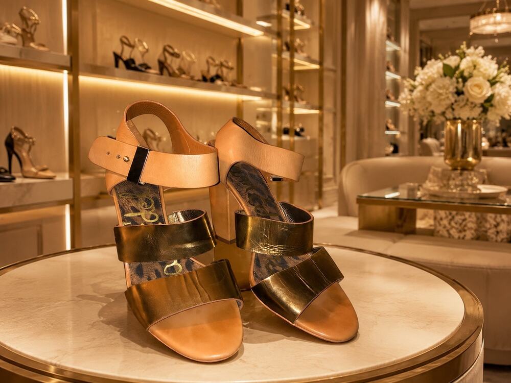 Sam Edelman Yelena Strappy Block Heel Sandals Brown Bronze Metallic Size 11 Chic